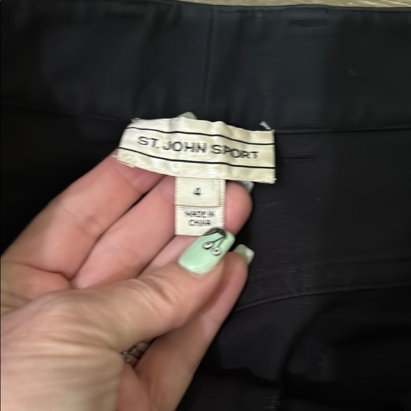 Chic St John Sport Black Trousers with Gold Details - Picture 3 of 12